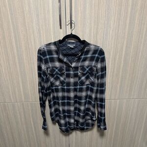 Vince Men's Blue and Black Plaid Shirt